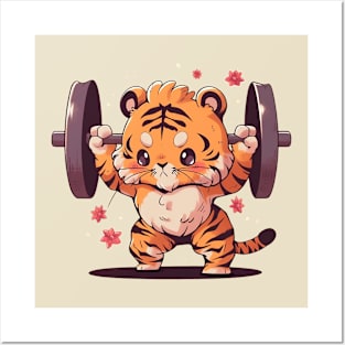 cute tiger at gym Posters and Art